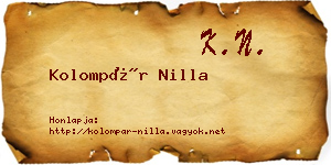 Kolompár Nilla névjegykártya